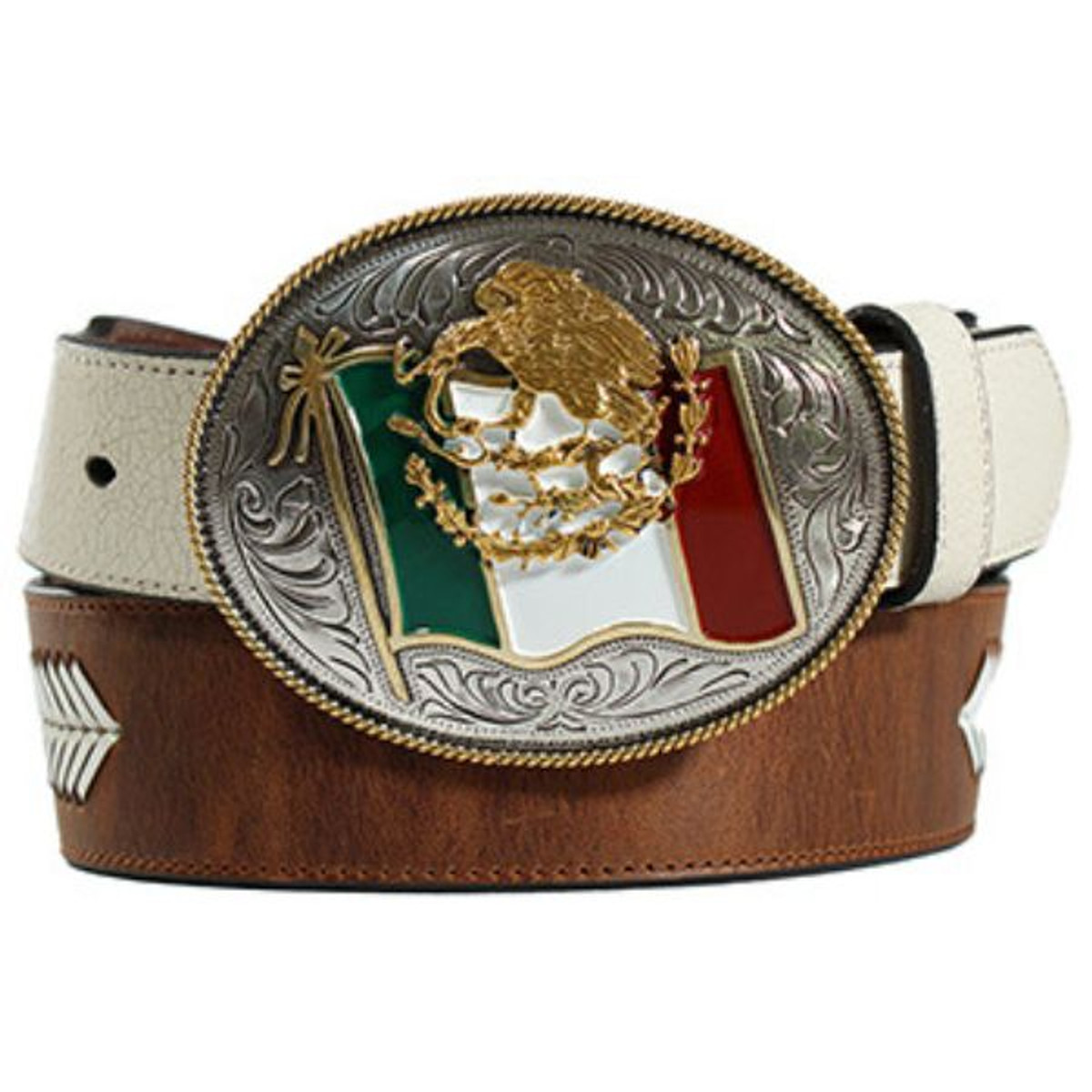 1 1/2 Oval Mexican Flag Buckle Belt - AndWest