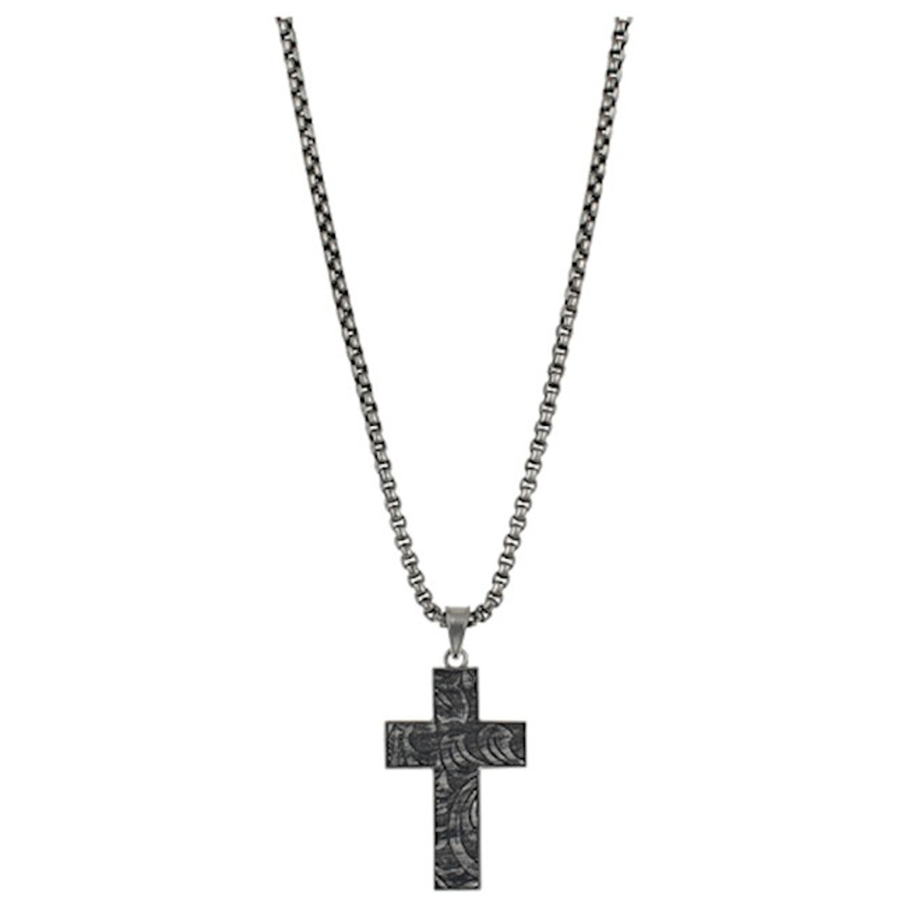 Justin Men's Silver Chunky Box Chain Reversible Cross Necklace
