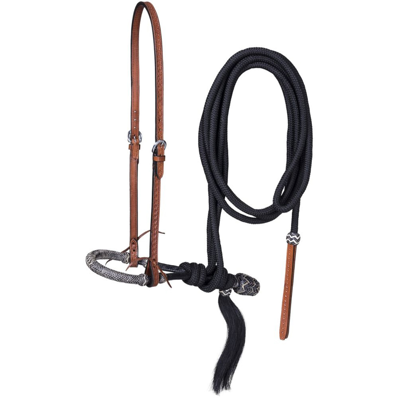 Tough 1 Basketweave Bosal Hanger/Bosal/Cord Mecate, Black