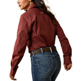 Ariat Women's Fired Brick Pinstripe Wrinkle Resist Kirby Stretch Long Sleeve Western Shirt
