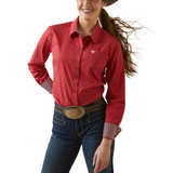 Ariat Women's Cardinal Dot Wrinkle Resist Kirby Stretch Long Sleeve Western Shirt