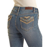 Rock & Roll Cowgirl Women's Cheetah Embossed High Rise Boot Cut Jeans