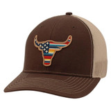 Ariat Men's Serape Flag Bull Skull Snapback Cap