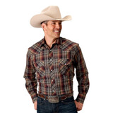 Roper Men's Brown Plaid Long Sleeve Snap Western Shirt