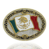 Montana Silversmiths Grand Mexican Flag Attitude Belt Buckle