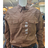 Justin Men's Brown & Turquoise Geocross Long Sleeve Woven Western Shirt