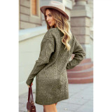 Women's Cable Knit Drop Shoulder Loose Fit Sweater Dress