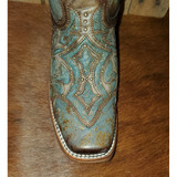 Corral Women's Turquoise & Brown Overlay Studded Cowgirl Boots