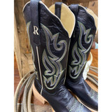 R. Watson Women's Ebony Calf Leather Square Toe Cowgirl Boots