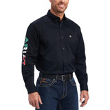 Ariat Men's Black Mexico Team Logo Twill Fitted Long Sleeve Western Shirt