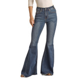 Rock & Roll Cowgirl Women's Side Insert High Rise Bell Bottom Jeans