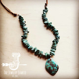 Women's Natural Turquoise Chunky Necklace w/ Large Natural Pendant