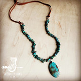 Women's Natural Turquoise Chunky Necklace w/ Large Natural Pendant
