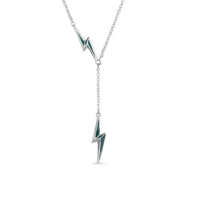 Silver Sparkling Lightning Bolt Necklace With Slider Clasp | Scream Pretty  | Wolf & Badger