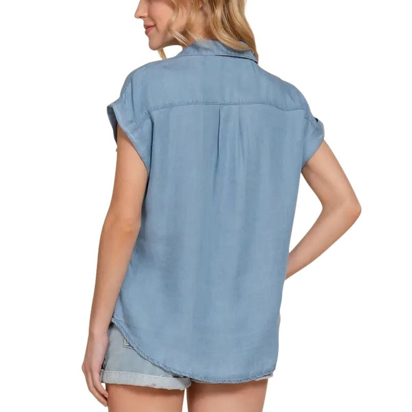 Top Tencel Active Basic para mujer Dolman manga corta con botones - Imagen 3 de 3
