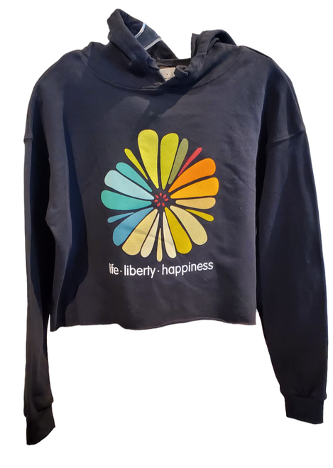 Life, Liberty, Happiness Flower Crop Hoodie (Adult)