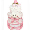 3 Tier NewBorn Baby Girl Gift Posy Nappy Cake (Organic Bunny)