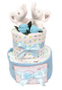 2 Tier Baby Boy Twins Nappy Cake (Moi Elephant)