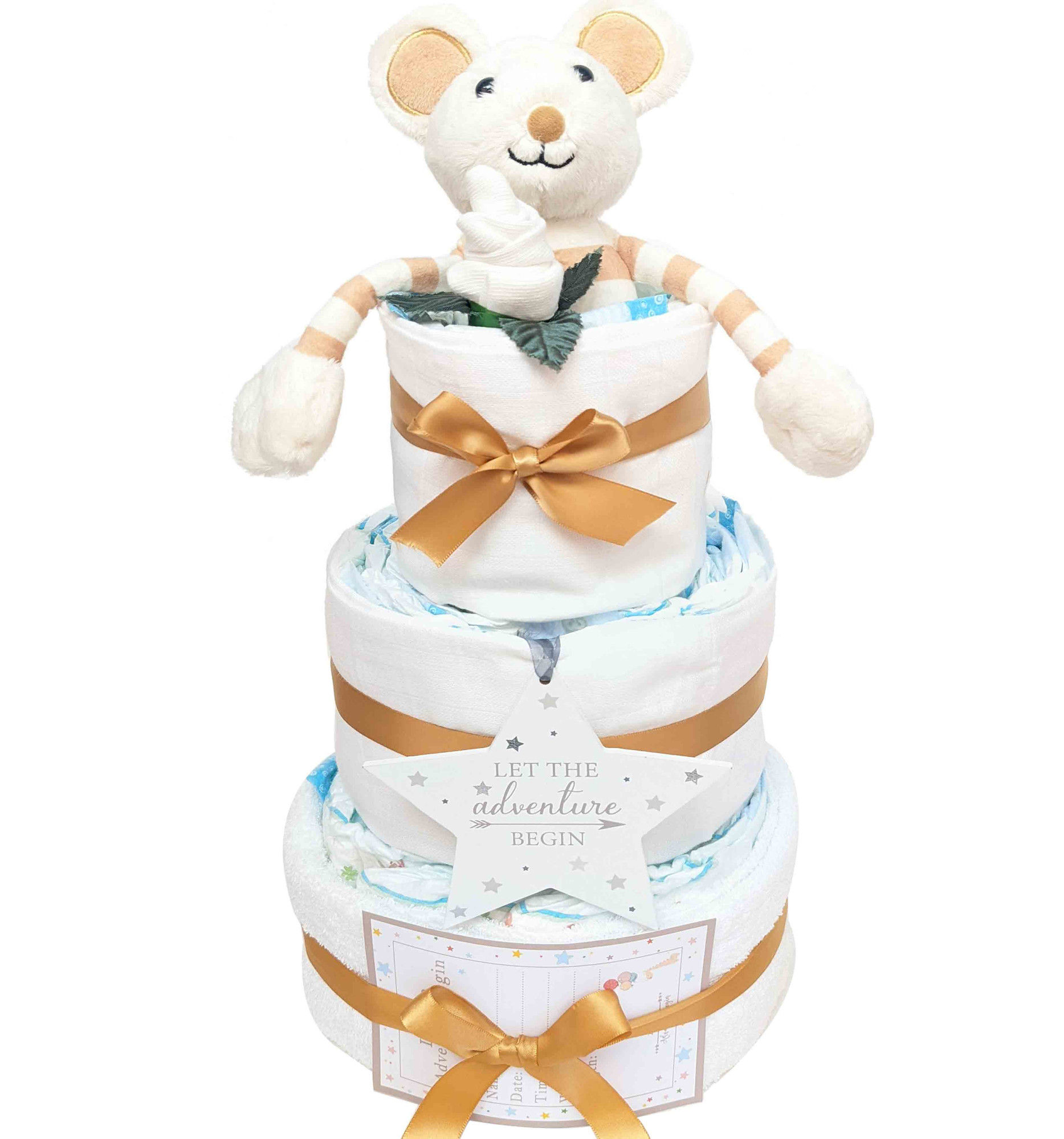 BABY BOYS CLOTHING THREE TIER NAPPY CAKE GIFT