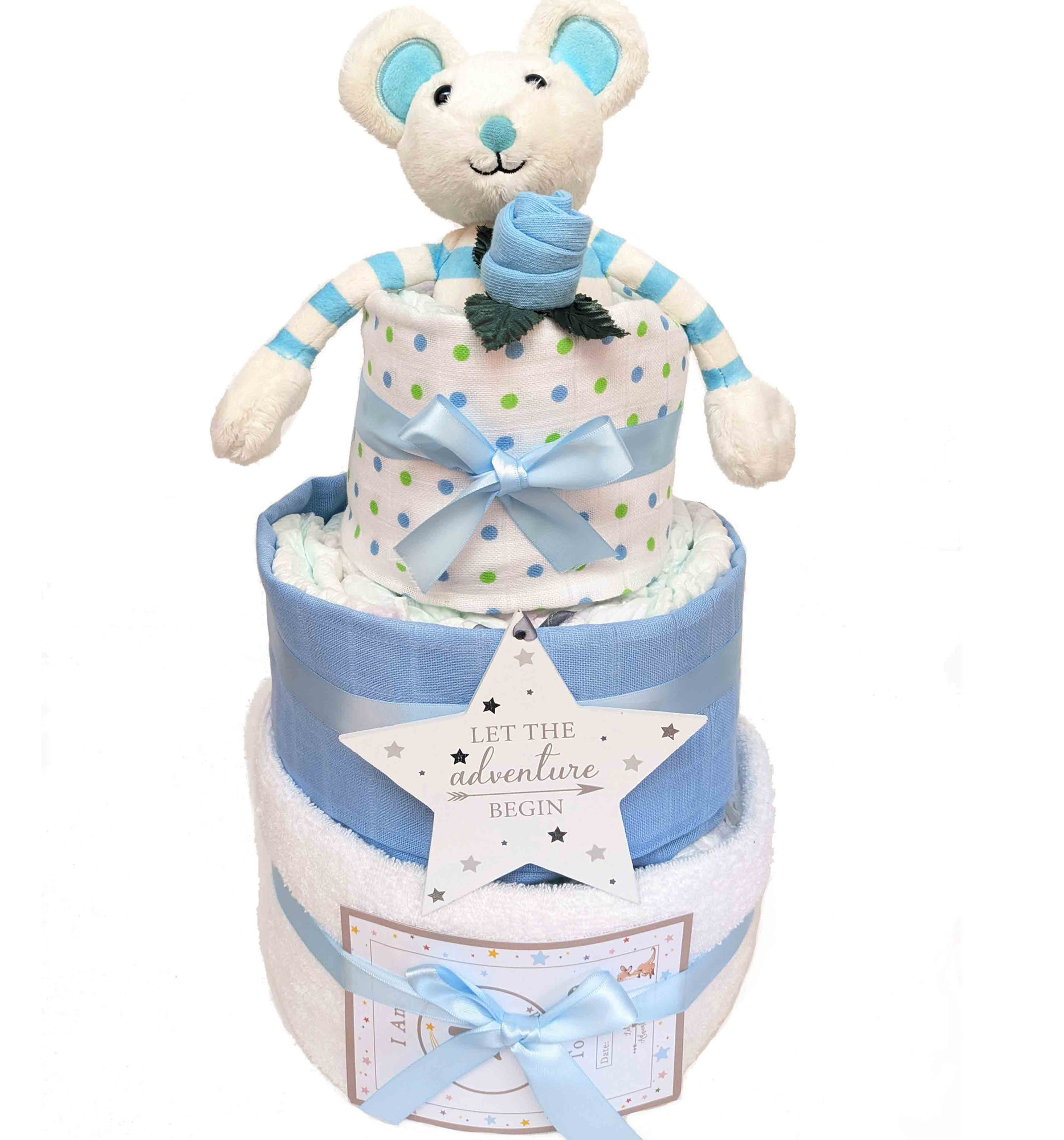 Five tiers Rainbow Nappy cake – buy online or call 07903 697 704