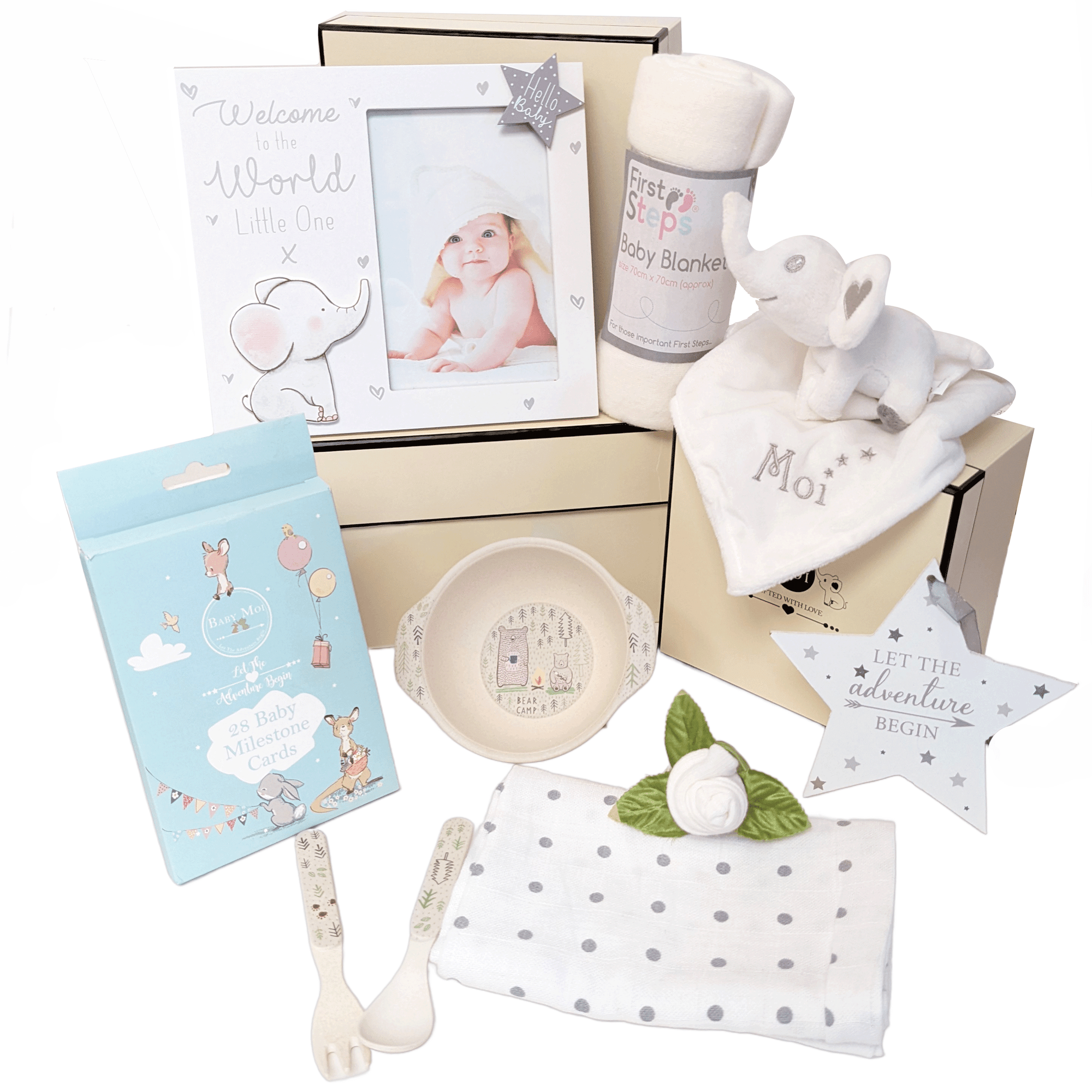 3 TIER BOX WELCOME BABY GIFT HAMPER SET Elephant