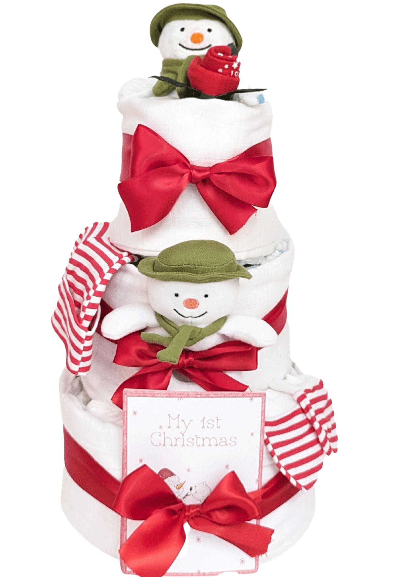 3 Tier Christmas Baby Gift Snowman Nappy Cake