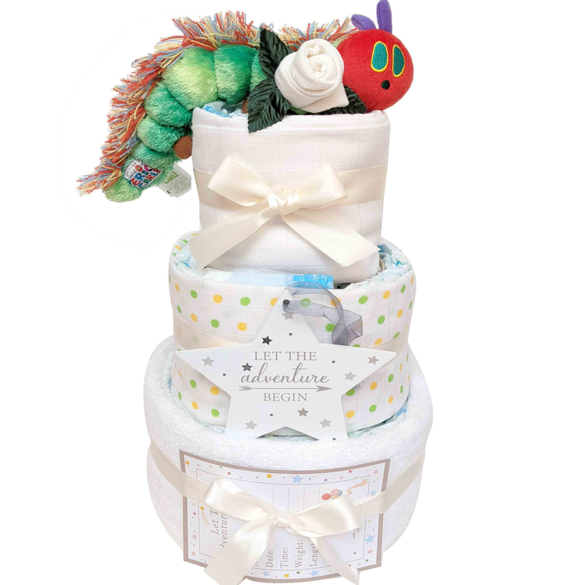 3 tier Hungry Caterpillar Baby Gift nappy cake