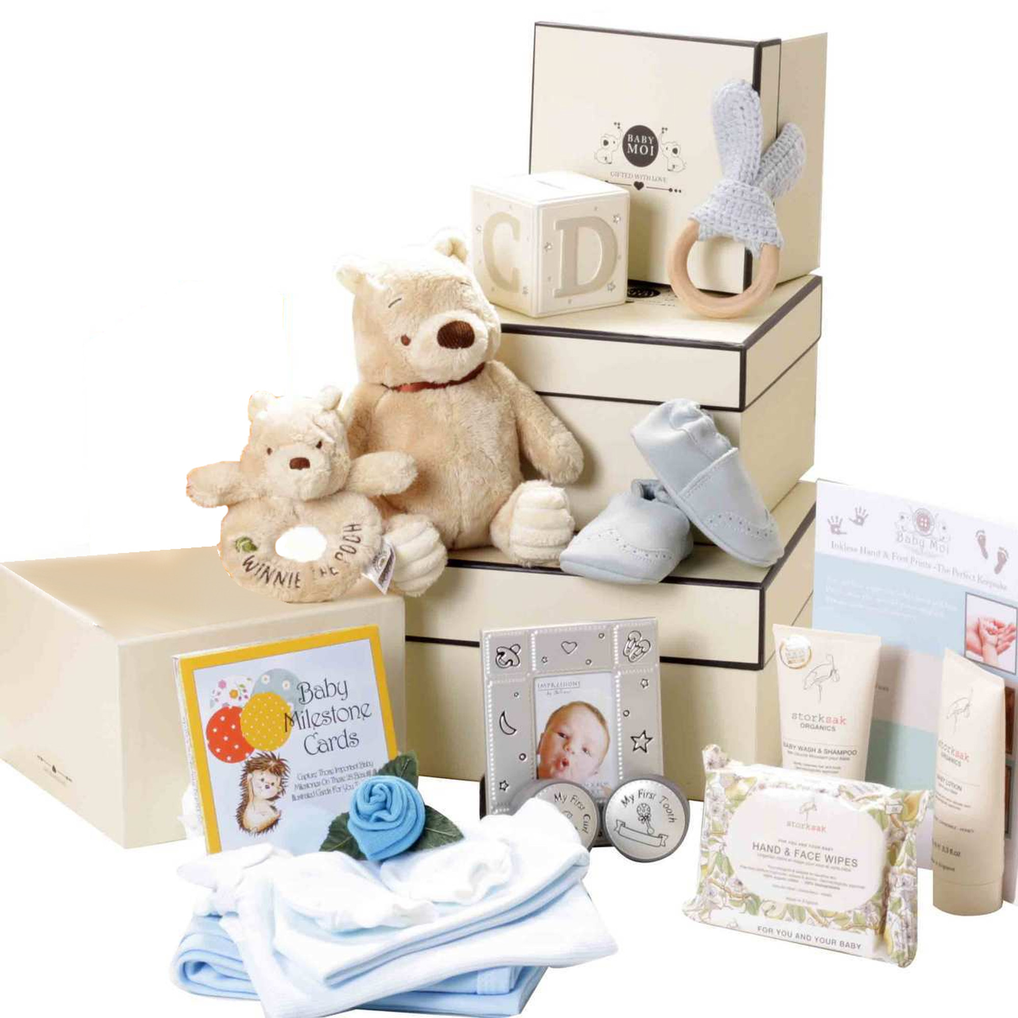 3 Tier Keepsake Luxury Baby Boy Gift Box Set Winnie The Pooh