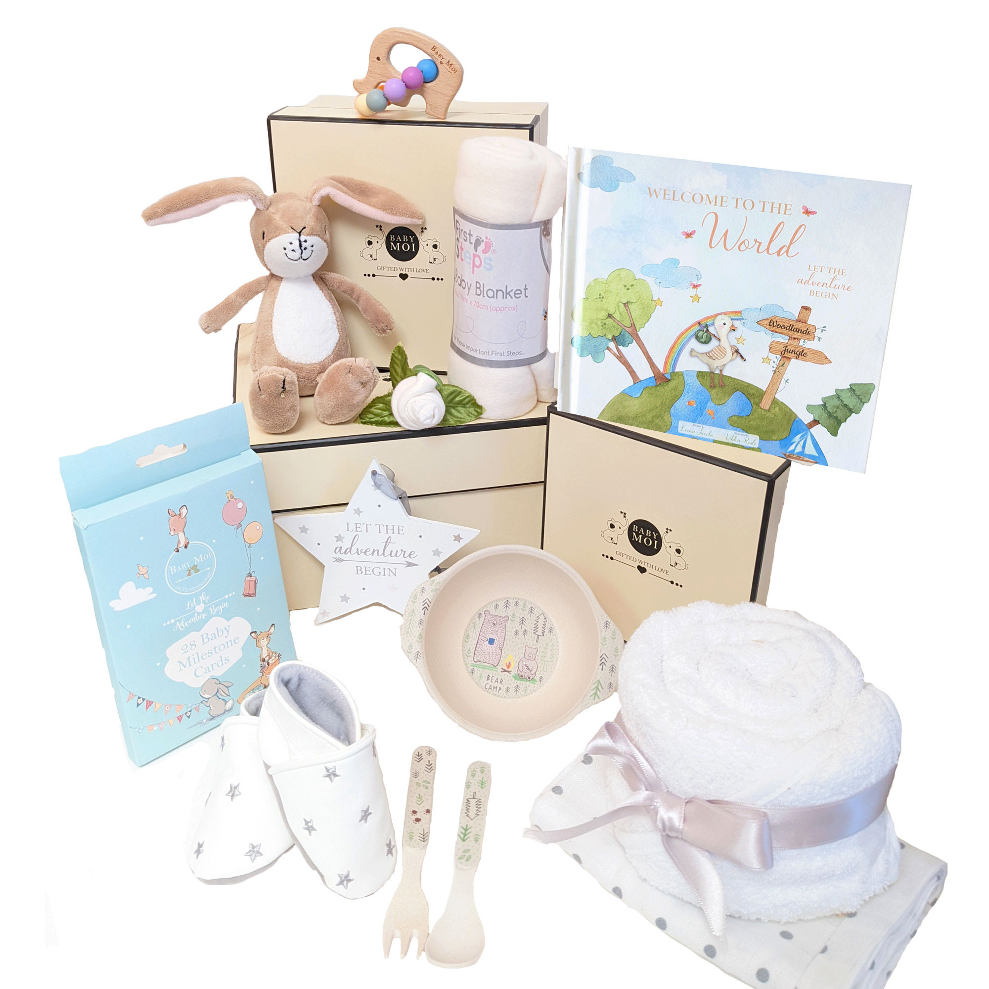 3 Tier Luxury Hamper Baby Gift Box Set Keepsake (Hare)