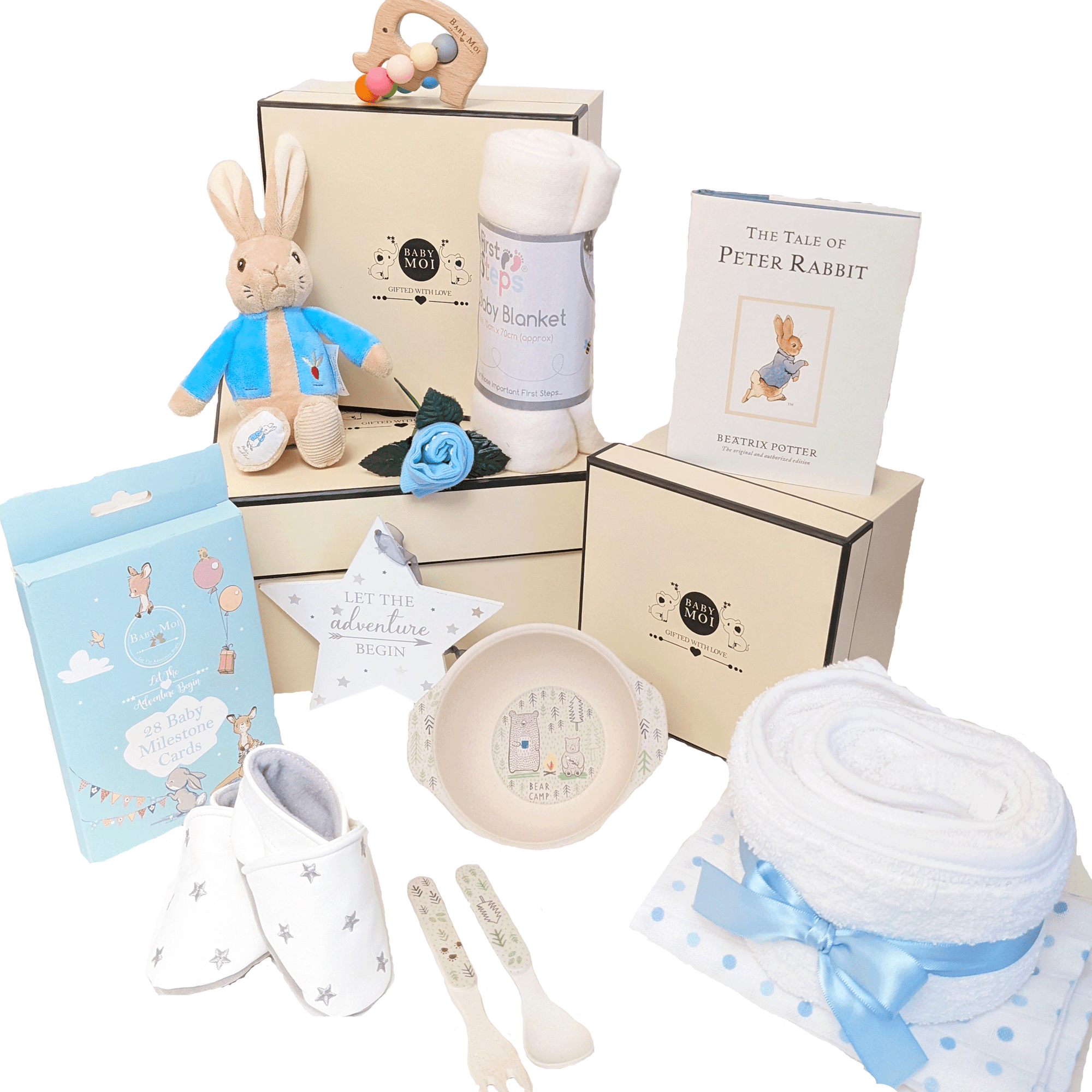 3 TIER LUXURY HAMPER BABY Boy GIFT BOX SET KEEPSAKE (Peter Rabbit)