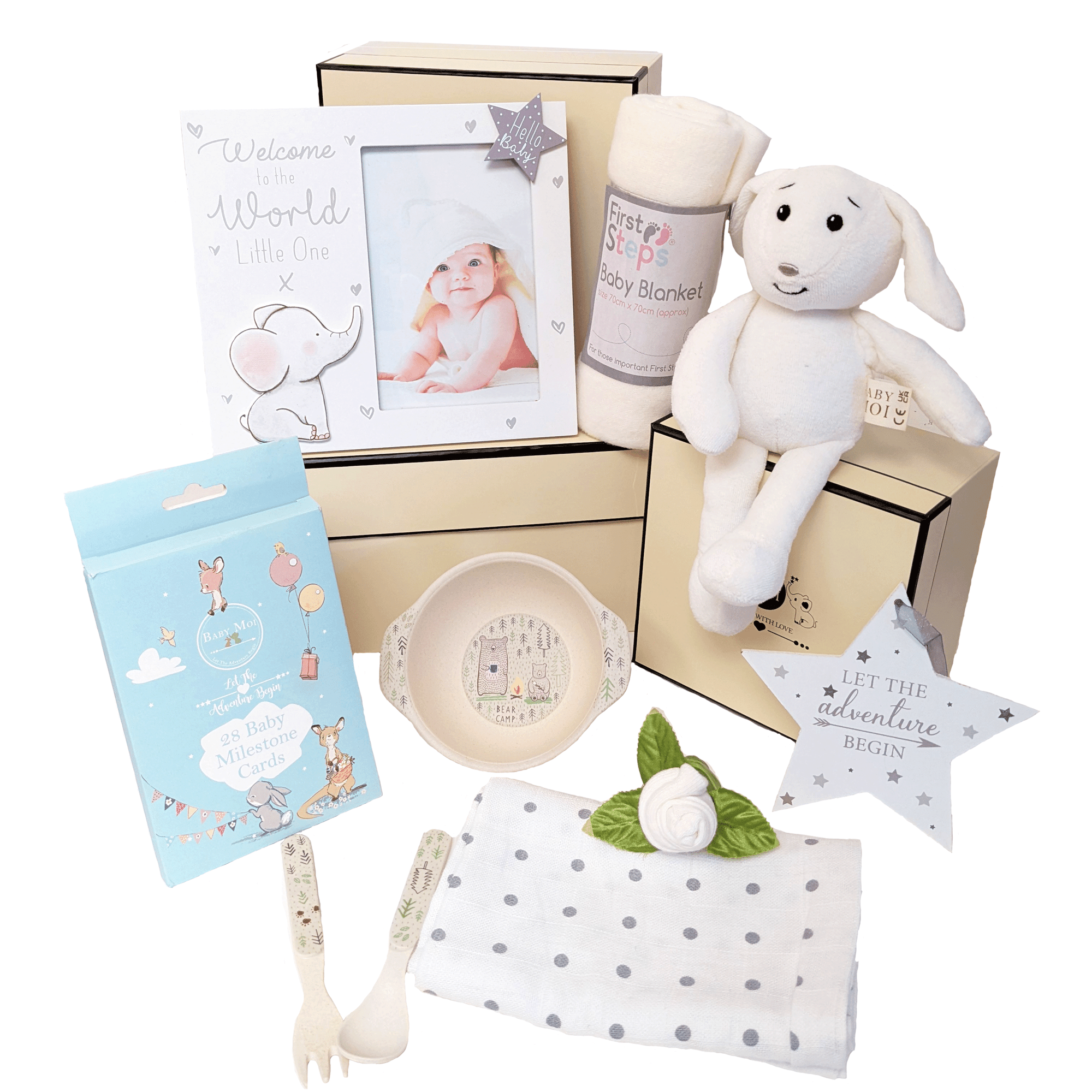 3 TIER BOX Welcome BABY GIFT HAMPER SET (Organic Boi Bunny) 