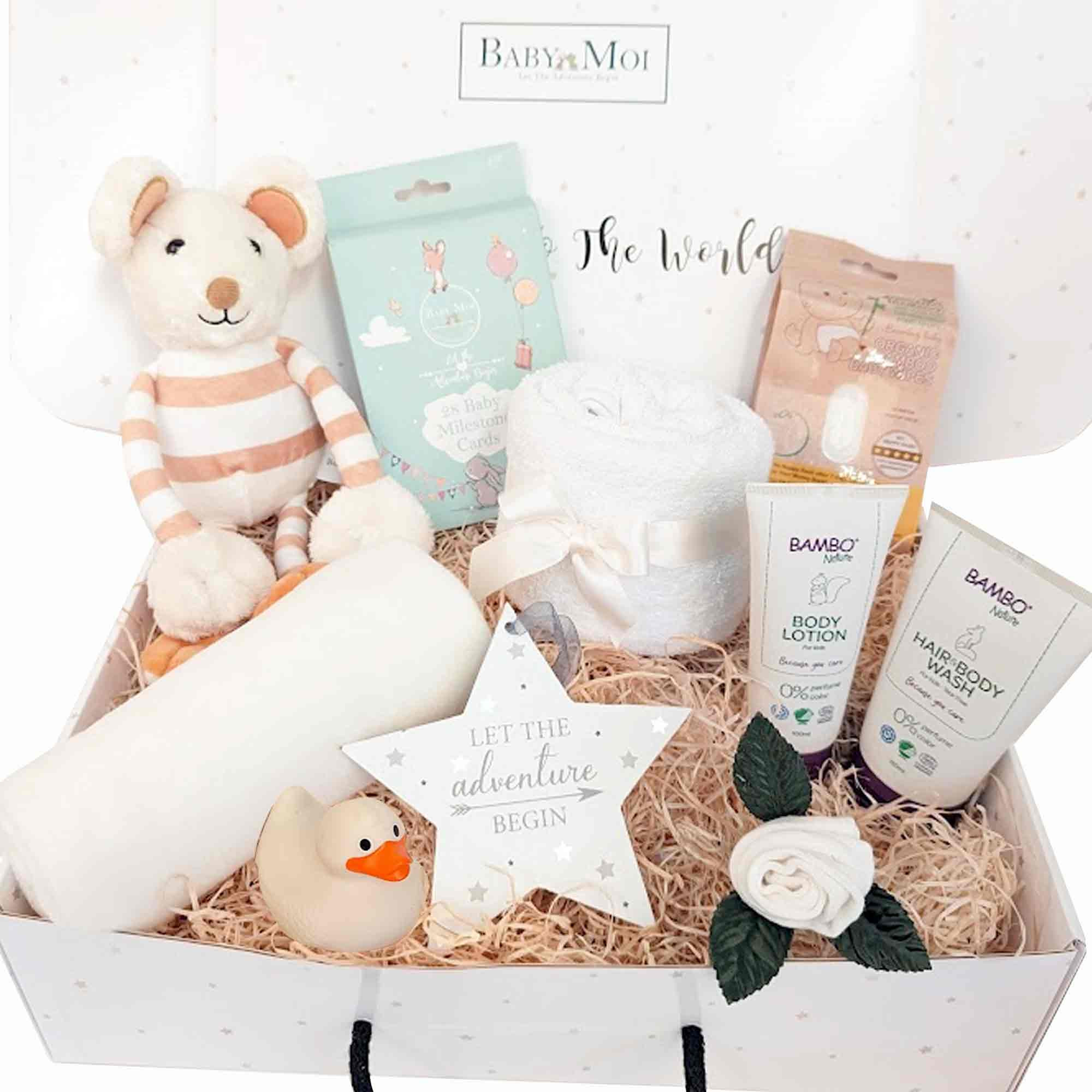 New Baby Bath Time Gift Hamper Unisex Monty The Mouse