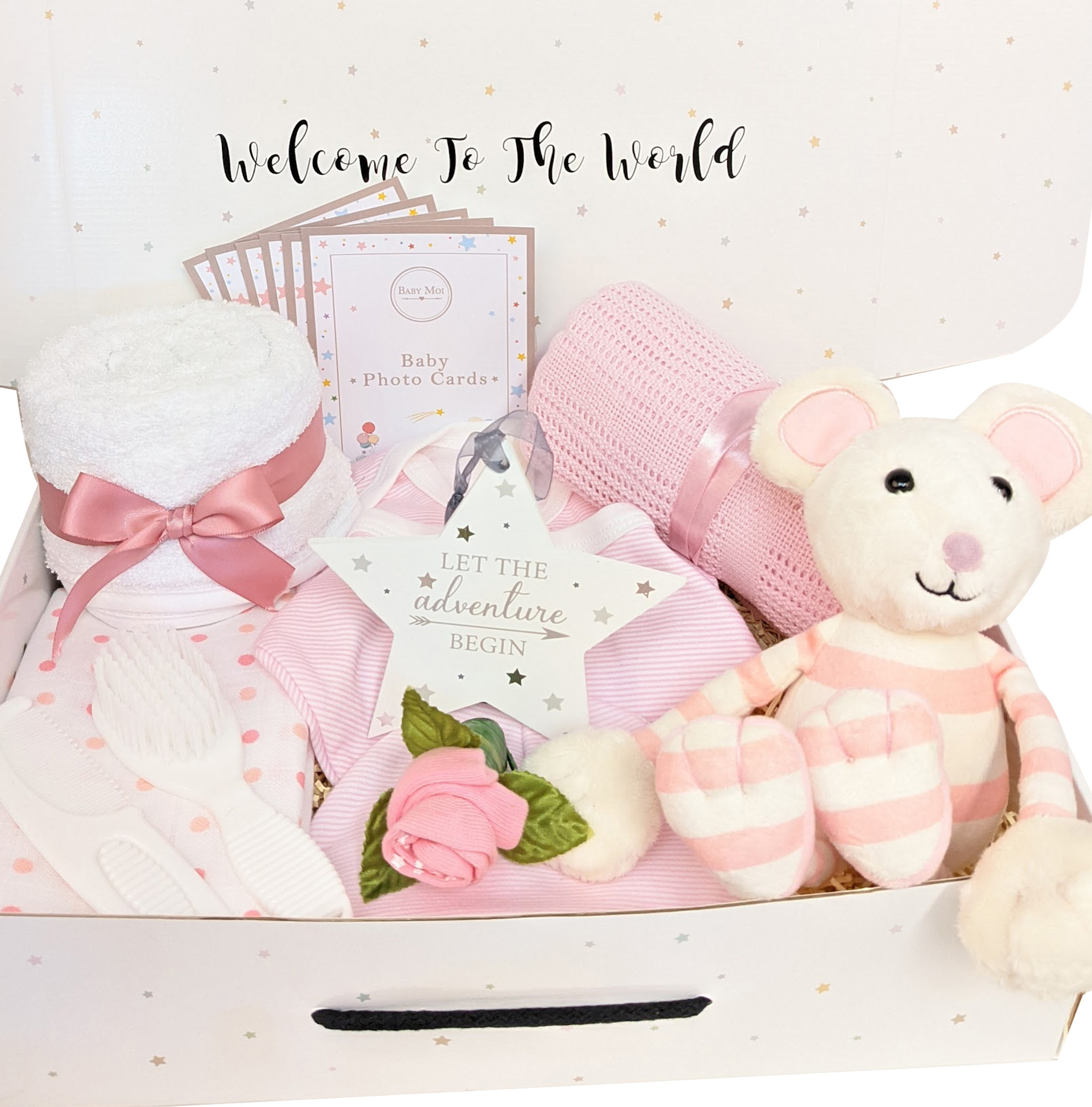 WELCOME TO THE WORLD NEW BABY GIRL GIFT HAMPER Mimi Mouse