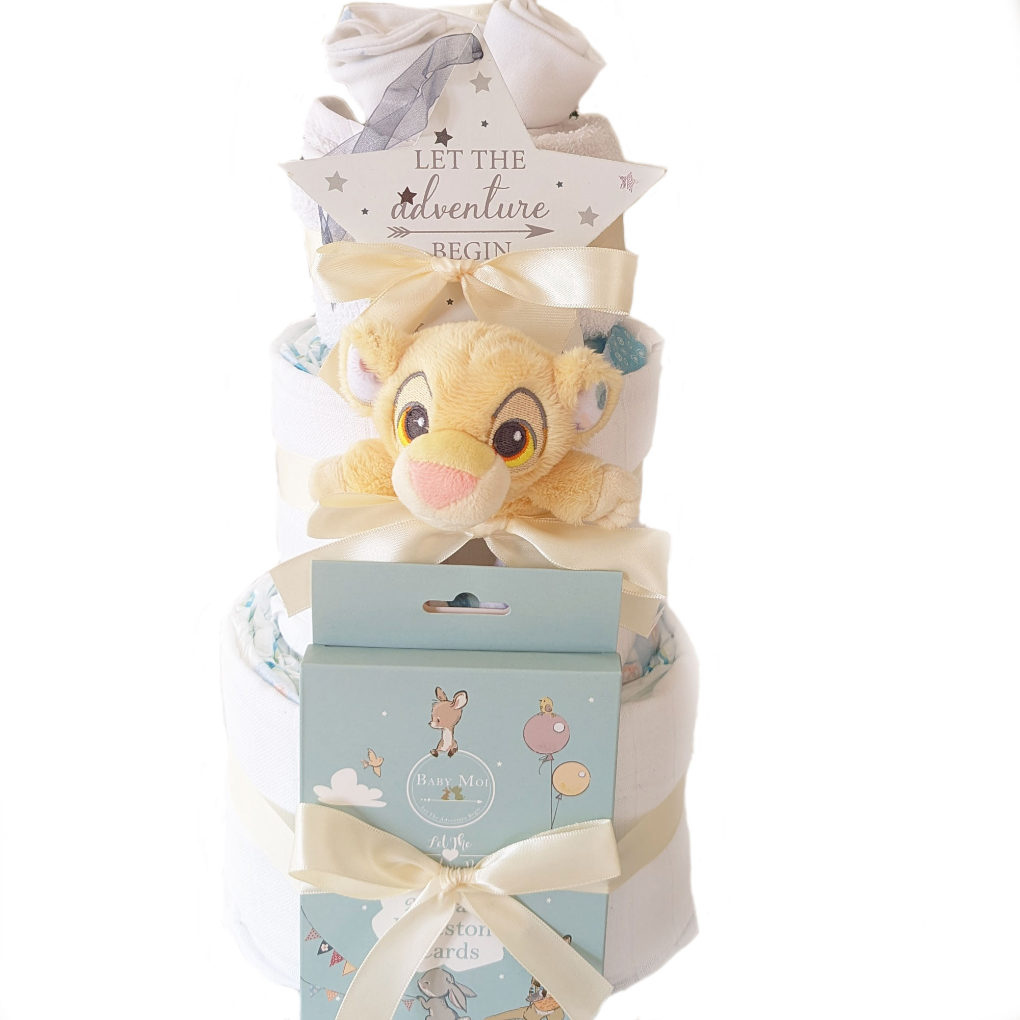 3 Tier New Born Baby Gift Nappy Cake Lion King