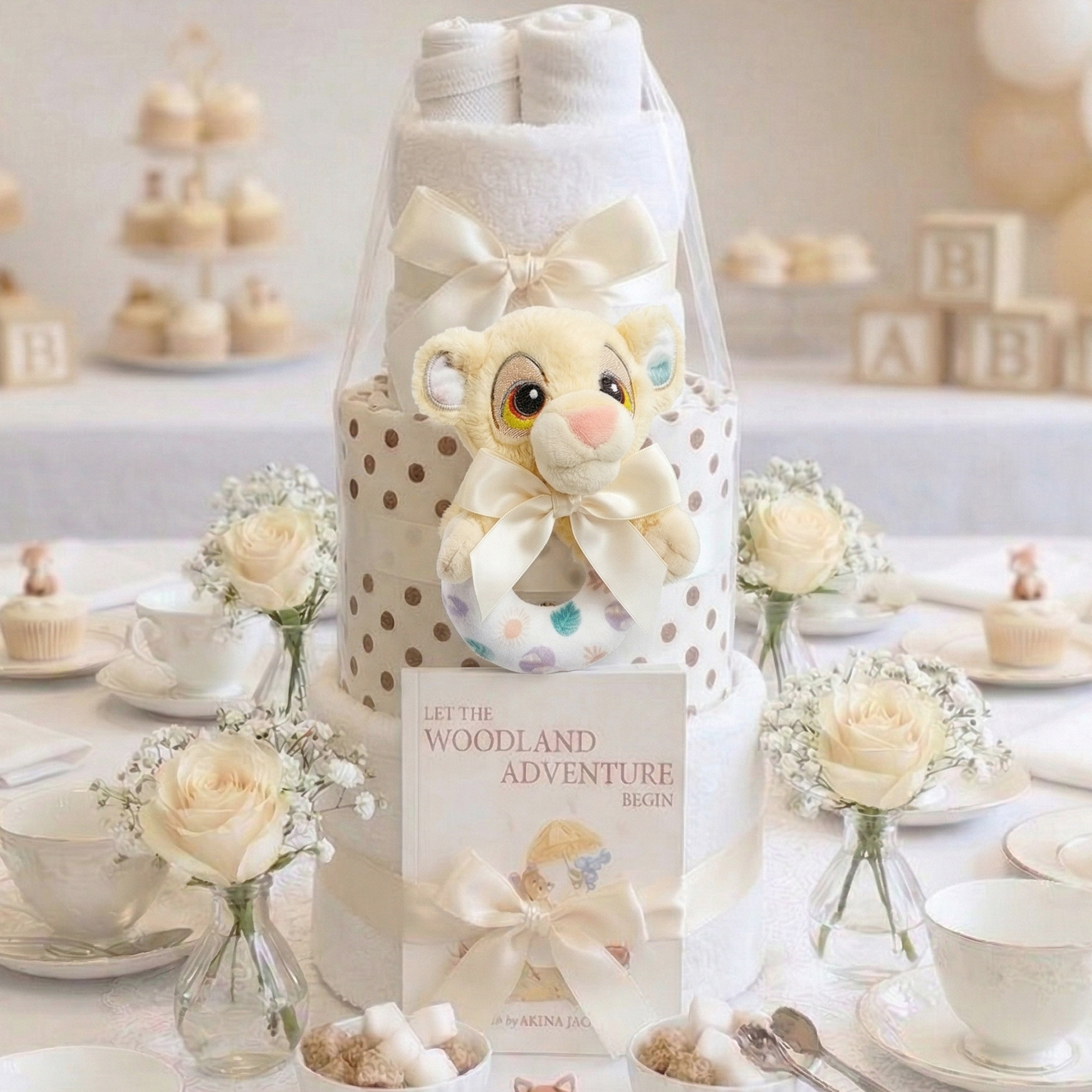 3 Tier New Born Baby Gift Nappy Cake Lion King