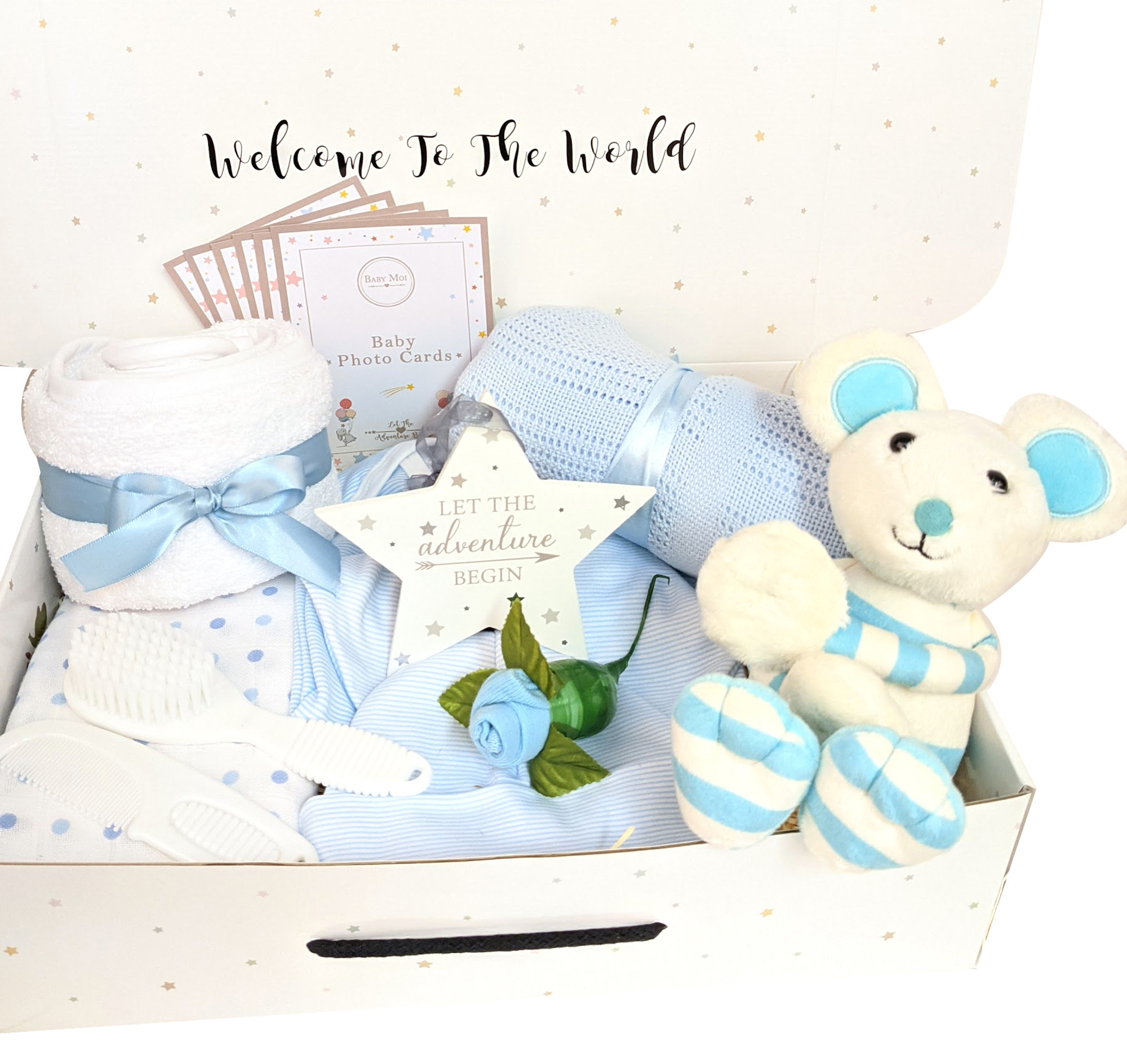 WELCOME TO THE WORLD NEW BABY BOY GIFT HAMPER MIMI MOUSE