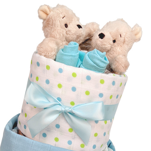 2 TIER BABY BOY TWINS NAPPY CAKE Winnie The Pooh