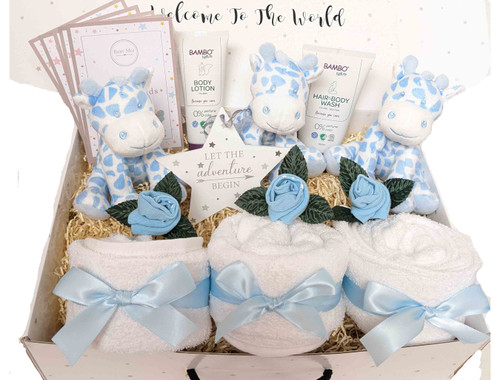 TRIPLETS BABY GIFT HAMPER Bath Time GIRAFFES Boys TRIPLETS BABY GIFT HAMPER Bath Time GIRAFFES Boys