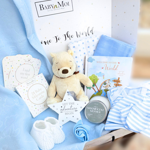 Welcome To The World Baby Boy Gift Hamper Winnie The Pooh