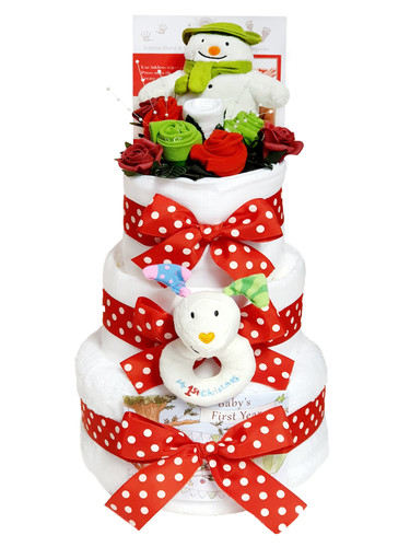 3 Tier Snowman and the Snowdog POSY Nappy Cake