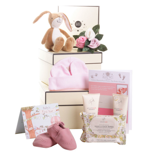 3 Tier Welcome To The World Baby Girl Gift Box Hamper Gmily Hare