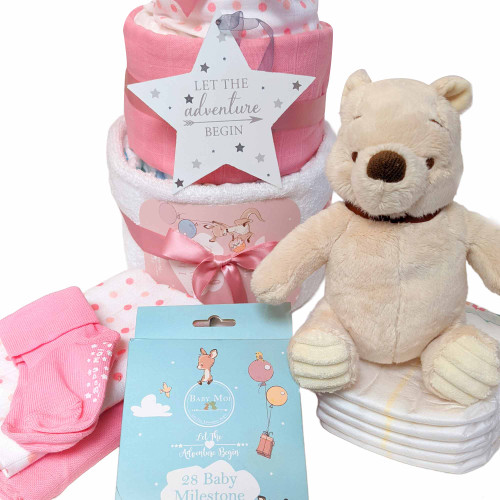 3 Tier Welcome Welcome Little One Girl Nappy Cake Winnie The Pooh
