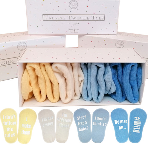 Baby Socks Gift Box Twinkle Toes Talking socks Funny Sayings  Boy