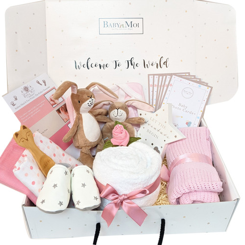 Luxury Baby Girl Gift Hamper Pink Gmily Hare