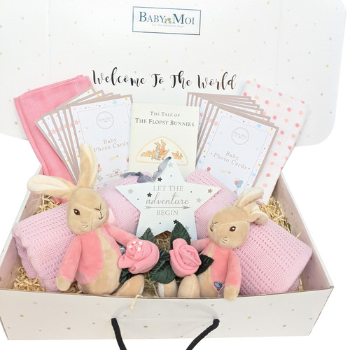 TWIN GIRLS WELCOME TO THE WORLD GIFT HAMPER Flopsy Bunnies