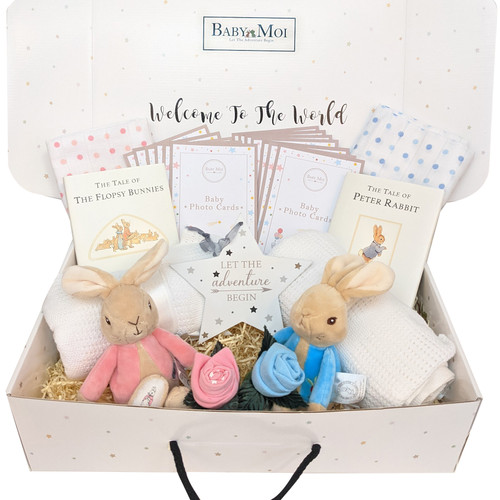 TWINS BABY GIFT HAMPER Tales Of Peter Rabbit & Flopsy