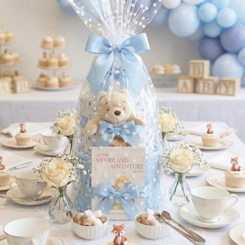 3 Tier New Born Baby Boy Gift Posy Nappy Cake (Winnie The Pooh)