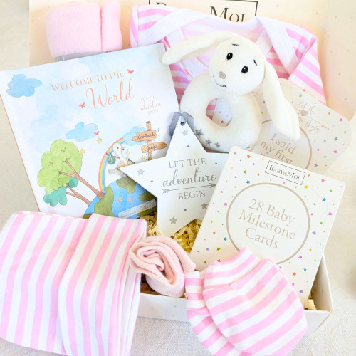 Welcome To The World Baby Girl Gift Set Organic Bunny - Baby Moi