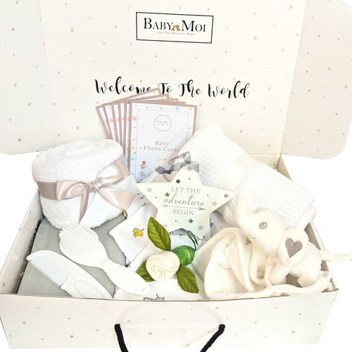 3 Tier Neutral Baby Shower and Parents Gift Box Hamper Set Elephant ...