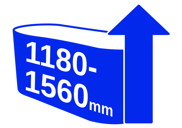 1180 - 1560mm High